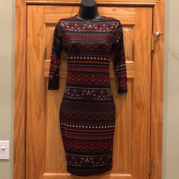 Red Tape Tribal Printed Tight Fitting Dress - Picture 1 of 5